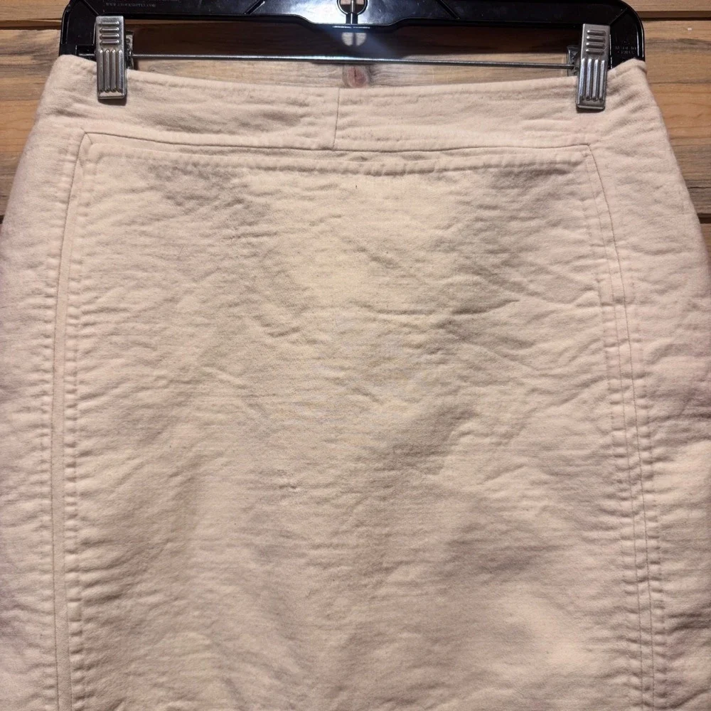 CHADÓ Ralph Rucci Beige Wool Pencil Skirt Size 10 Knee‎ Length Classic